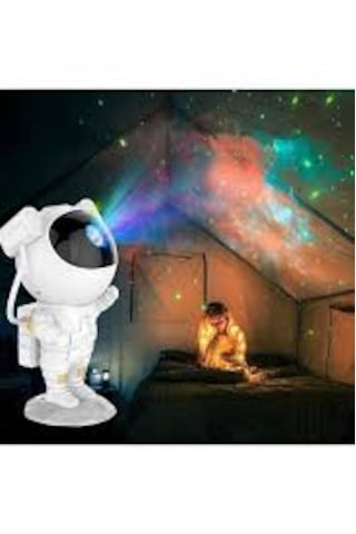 Astronot Projektör Gece Lambası Yıldız Galaxy Efekti Beyaz