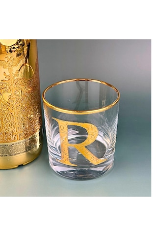 Perlotus R Harfli Gold Altın Yaldızlı Viski Kadeh Bardak Jumbo Serisi Şeffaf