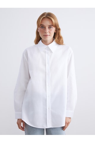 Lcw Modest Ekru Oversize Kadın Gömlek Tunik