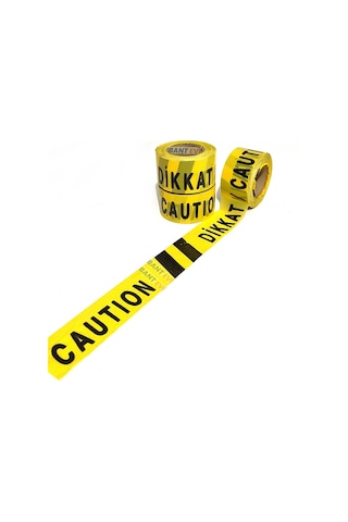 Dikkat Caution İkaz Bandı Emniyet Şeridi 75mmx250m Sarı Siyah