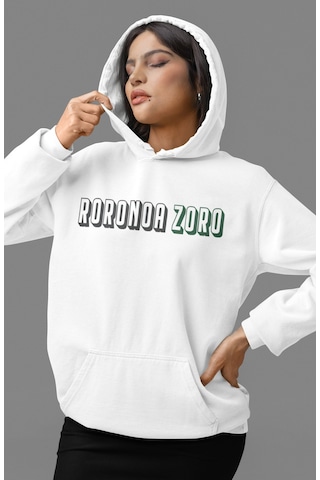 Sevbano Roronoa Zoro One Piece Anime Sırt Baskılı Unisex Oversize Penye H beyaz