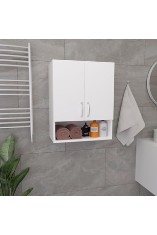 Tuliplife Duvara Monte Çok Amaçlı 3 Raflı Kapaklı Beyaz Dolap, Tlpdd3 Beyaz