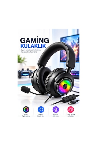 Oyuncu Kulaklığı Mikrofonlu Rgb Led Işıklı 3.5mm Type-c Pc Ps Xbox Uyumlu