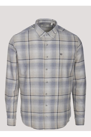 Erkek Gömlek Bej Uzun Kol Ekose Kareli Flanel Yün Tuşeli Slim Fit Düğmeli Yaka Shirt Ncs Jeans 7269-bej Bej