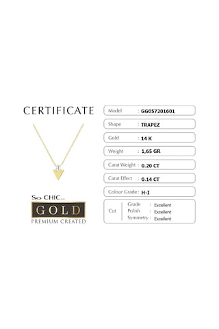Trapez Kesim 14 Ayar Sarı Altın Kolye Gold