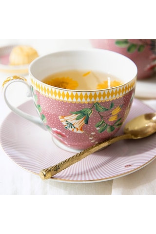 Pembe Porselen Çay Fincan Seti 280 Ml