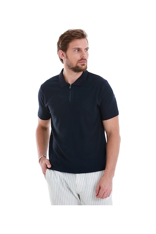 Hatemoğlu Lacivert Regular Fit Jakarlı Polo Yaka Fermuarlı Tişört 35362024c014 005 Lacivert