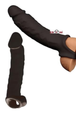Erofoni Black Sleeve Ucu 7 Cm Dolgulu 21 Cm Ultra Süper Realistik Siyah Zenci Penis Kılıfı