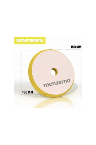 Menzerna Rotary Ve Orbital Uyumlu İnce Pasta Süngeri 130/150mm - Sarı Orta Çizik Giderici Ped
