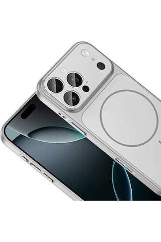İphone 15 Pro Max Uyumlu Ag Glass Koruyucu Kılıf İphone 17 Pro Max Görünümlü Gümüş