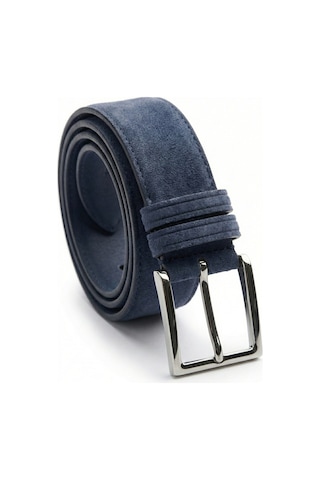 Onz Hakiki Deri Erkek Spor Kemer - Kot Ve Jeans Pantolon Uyumlu 4.5 Cm - Kemer Kot İndigo 130 Mavi