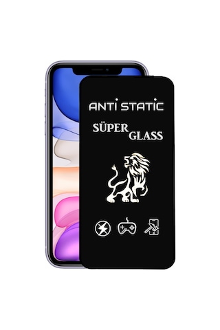 Apple Uyumlu   iPhone 11 Anti Static Toz Tutmaz Çerçeveli Ekran Koruyucu Cam