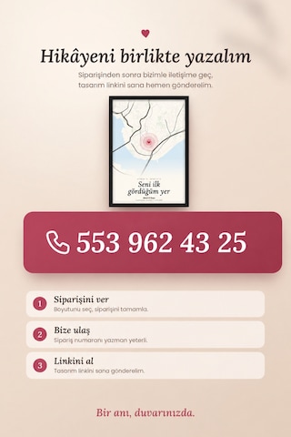 Kişiye Özel Harita Posteri Çerçeveli Seni İlk Gördüğüm Yer Hediye Tablo Siyah