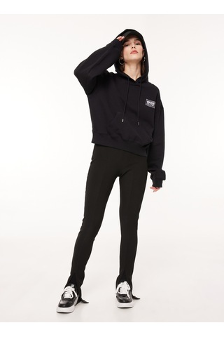 Moschino Jeans Kapüşon Yaka Düz Siyah Kadın Sweatshırt A1712 Beyaz