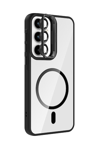 Subutu Galaxy A35 Kılıf Standlı Ve Kamera Lens li M-safe Şarj Özellikli Sbt Etro Kapak - Siyah Siyah