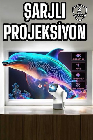 Taşınabilir Sinema Oyun Projektörü Akıllı Projeksiyon Android 11 Yeni Nesil Diğer