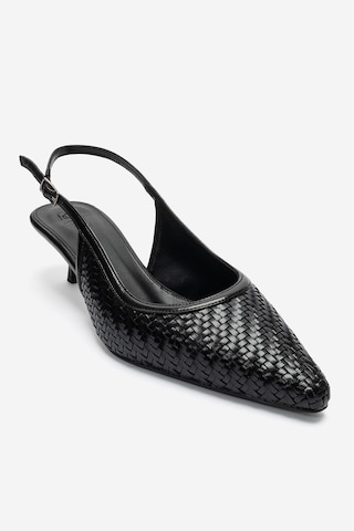 Luvi Shoes Alvessıa Siyah Örgü Kadın Kısa Topuklu Ayakkabı