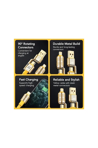 4in1 Hızlı Şarj Ve Data Kablosu Type-c / Lightning / Micro Usb Pl-8631 5047 Belirtilmemiş