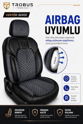 Mercedes 180 Amg 2017 Ve Sonrası Uyumlu Süvari Serisi Füme Siyah Oto Koltuk Kılıfı