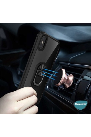 Microsonic iPhone Uyumlu XS Max Kılıf Grande Clear Ring Holder