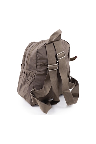 Küçük Boy Krinkıl / Klinkır Su Geçirmez Kumaş Çok Gözlü Günlük Kadın Sırt Çantası Vizon 8317 Vizon