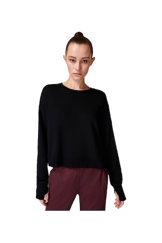 Sweaty Betty After Class Crop Sweatshirt Blk Siyah