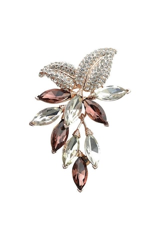 Sones Çiçekler Matkap Kristal Broş Kahverengi