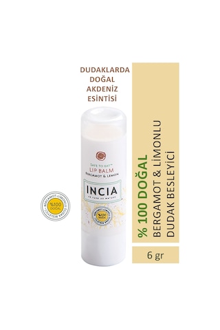 INCIA %100 Doğal Dudak Besleyici Bergamot & Limon Bitkisel Nemlendirici Dudak Bakım Kremi 6 G
