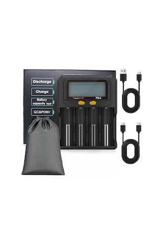 Honeybeeshop Powerkan Pd4 Akıllı Pil Şarj Cihazı 4 Kanal Li İon Nimh Ni Cd Şarj Usb Lcd Ekran
