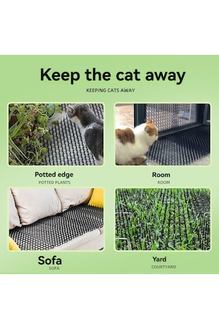 Vkemall Kedi Engelleme Matı, Plastik Tikanlı, Kedi Yatağı/kanepe Koruyucu, Kesilebilir, Esnek Konumlandırma, Siyah, 20x40 Cm