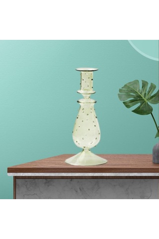 Suntek Cam Mumluk Standı Şamdan Dekor Yemek Noel 9x20.5cm Yeşil