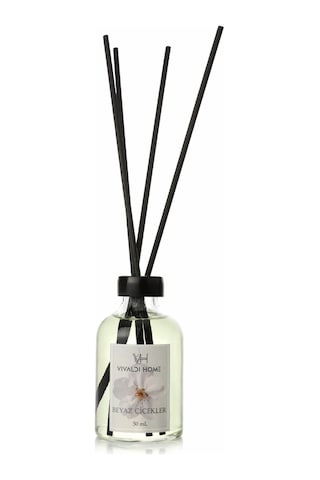 Vivaldi Home Beyaz Çiçekler Çubuklu Oda Kokusu Esansiyel Uçucu Yağ 50 ML