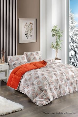 Renkli Desenli Tek Kişilik Yorgan Peluş Çift Taraflı Yastık Kılıflı Çarşafsız 05