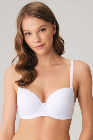 Balenli Destekli Dolgulu Askıları Çıkabilen Günlük Klasik T-shirt Sütyeni Ten