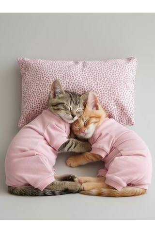 Minimini Kapler Kedi Uyku Seti Penye Kedi Tulum Ve Mini Yastık Takımı Pamuklu Tüy Dökülmesini Azaltır