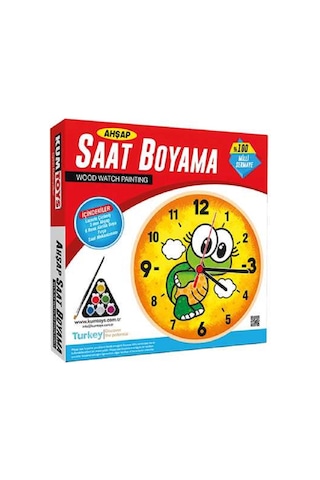 Vıp Kalite Maket Ahşap Saat Maket Saat Boyanabilir Ahşap Kaplumbağa Saat Boyama 6 Akrilik Boya Seti