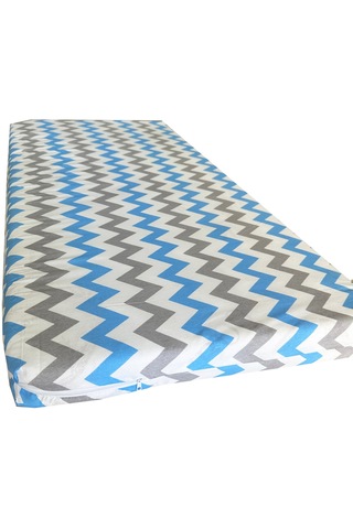 Çocuk Yatağı 60x120x6 Cm Vip Oyun Parkı Sünger Yatak Bebek Yatağı-mavi Gri Zikzak