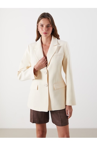 Lcw Vision Beyaz Krep Kadın Blazer Ceket