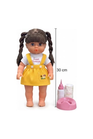Altını Islatan Konuşan Melis Bebek 30 Cm - Aksesuarlı Kafası Kolları Et Oyuncak Bebek Siyah