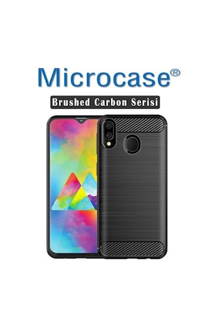 Samsung Uyumlu Galaxy M20 Brushed Kilif + Tam Kaplayan Çerçeveli Cam 350408087