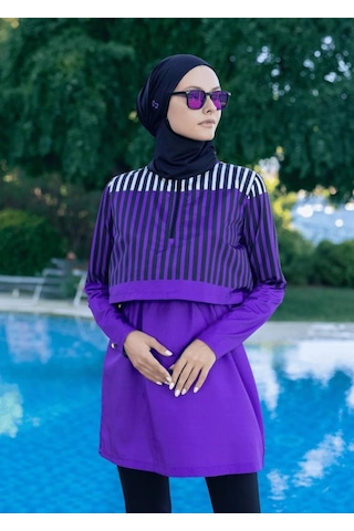 Mayovera Dinami Mor Kapalı Tasarım Tesettür Mayo