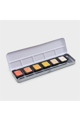 Finetec Metalik Yaldız Tablet Sulu Boya Seti 6 Renk Fo600