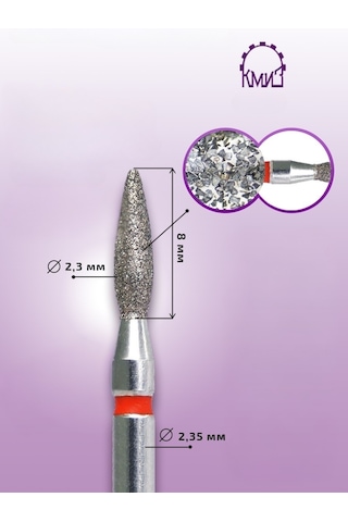 Kmiz Elmas Manikür Törpü Ucu 8mm Sivri Ateş Model Kırmızı 0.23 117968