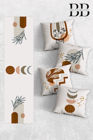 Belle Benoit Baskılı Runner & Koltuk Kırlent Kılıfı Set Desen43