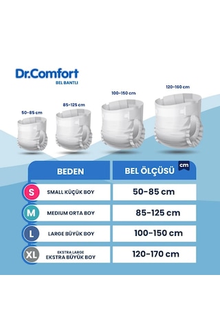 Dr. Comfort Belbantlı Medium Orta Boy Hasta Bezi 120 Adet 4x30 Paket M