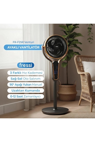 Fressi Fr-f25r Venturi Kumandalı Ayaklı Vantilatör / 3 Kademe Hız Ayarlı Ev Ofis Fanı / Serinletici Vantilatör