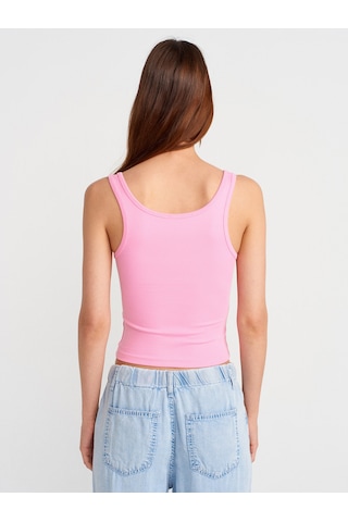 Dilvin 21158 Düğmeli Askılı Top-pembe Pembe