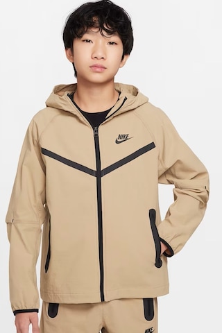 Nike Sportswear Smooth Tech Full Zıp Hooded Kapişonlu Paraşüt Kumaş Çocuk Sweatshirt Sütlü Kahve Sütlü Kahverengi