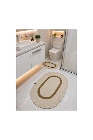 Hasır,jüt, Kilim, Paspas, Mutfak Halısı, Banyo Paspası, Halı,yolluk,2 Li Takım Oval Krem-hasır Krem-hasır