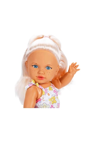 Tina Summer Sarışın Mavi Gözlü Et Bebek - 45 Cm Çiçekli Tulumlu Oyuncak Bebek